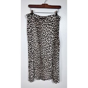 H&M Womens Animal Cheetah Print Midi Length Skirt, Slit, Size US 12